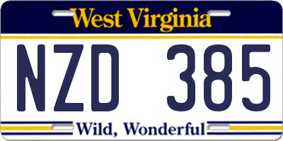 WV license plate NZD385