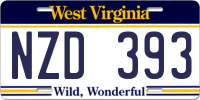WV license plate NZD393