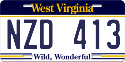 WV license plate NZD413