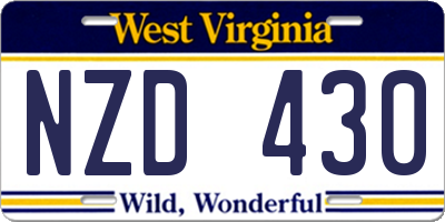 WV license plate NZD430