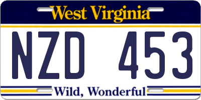 WV license plate NZD453