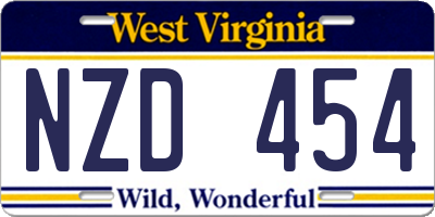 WV license plate NZD454