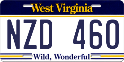 WV license plate NZD460