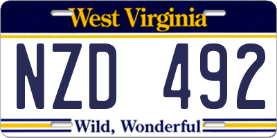 WV license plate NZD492