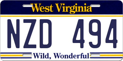 WV license plate NZD494