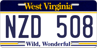 WV license plate NZD508