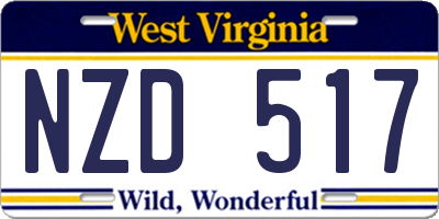 WV license plate NZD517