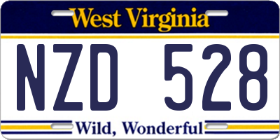 WV license plate NZD528
