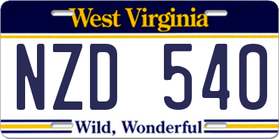 WV license plate NZD540