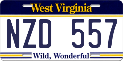 WV license plate NZD557