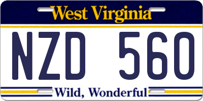 WV license plate NZD560