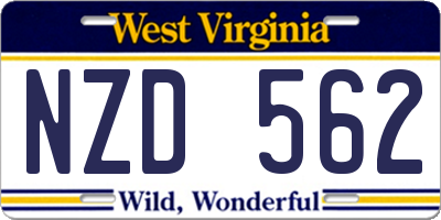 WV license plate NZD562
