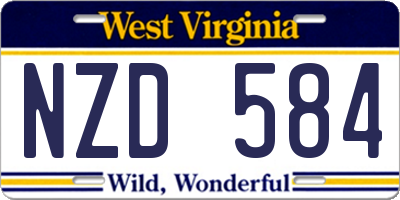 WV license plate NZD584