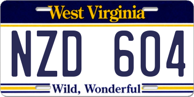WV license plate NZD604