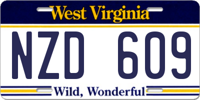 WV license plate NZD609