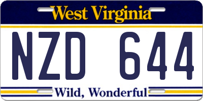 WV license plate NZD644