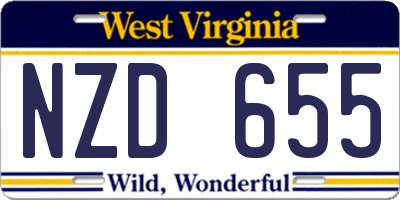 WV license plate NZD655