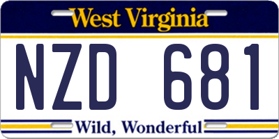 WV license plate NZD681