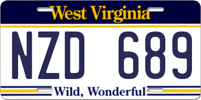 WV license plate NZD689