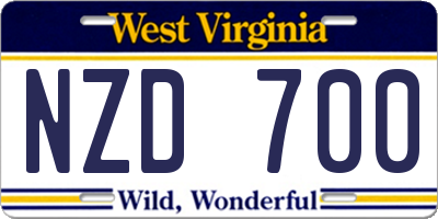 WV license plate NZD700