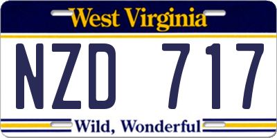 WV license plate NZD717
