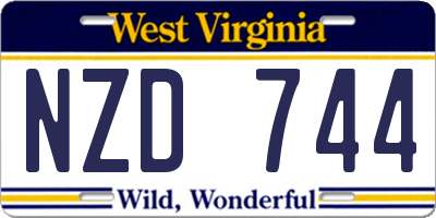 WV license plate NZD744