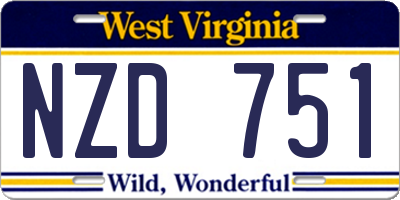 WV license plate NZD751