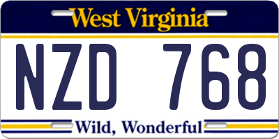 WV license plate NZD768