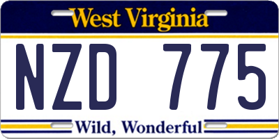WV license plate NZD775