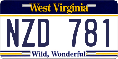 WV license plate NZD781