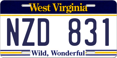 WV license plate NZD831