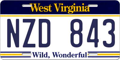 WV license plate NZD843