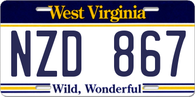 WV license plate NZD867