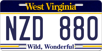 WV license plate NZD880