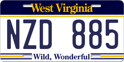 WV license plate NZD885