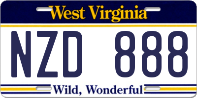 WV license plate NZD888
