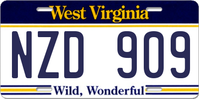 WV license plate NZD909