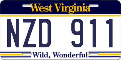 WV license plate NZD911
