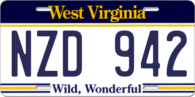 WV license plate NZD942