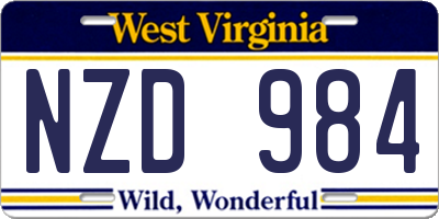 WV license plate NZD984
