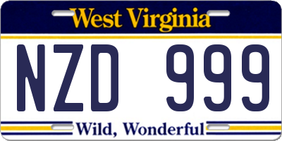 WV license plate NZD999
