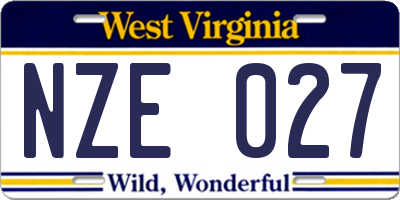 WV license plate NZE027