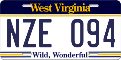 WV license plate NZE094