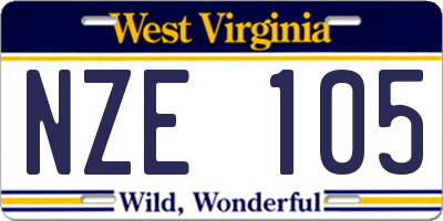 WV license plate NZE105