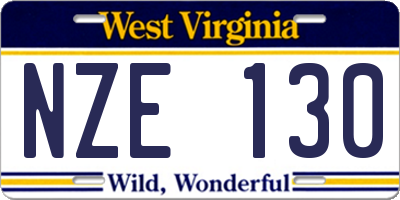 WV license plate NZE130