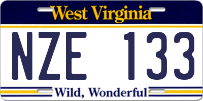 WV license plate NZE133