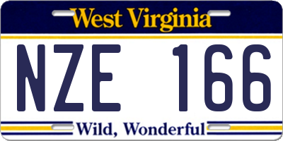 WV license plate NZE166
