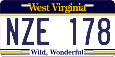 WV license plate NZE178
