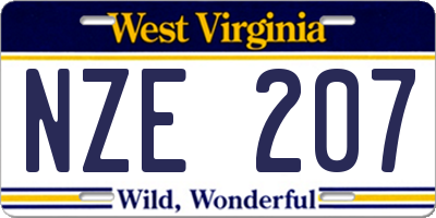 WV license plate NZE207