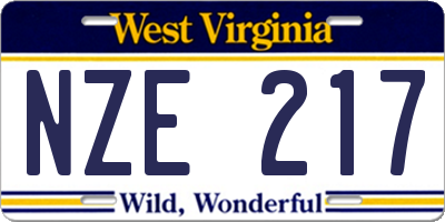 WV license plate NZE217